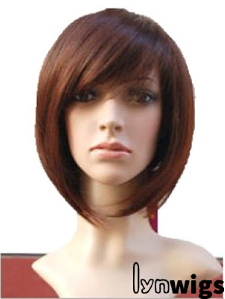 Auburn 10 inch Wavy Short Remy Human Hair Monofilament Bob Wigs