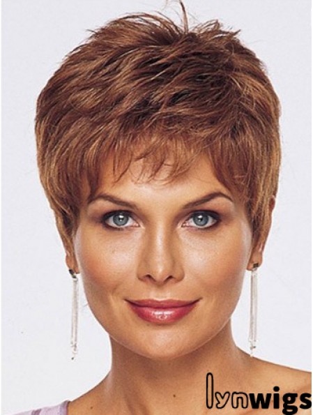 Straight Style Cropped Length Auburn Color wig