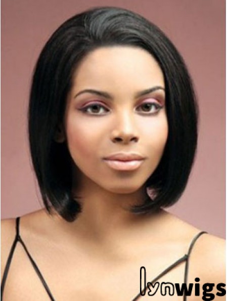 Lace Front Chin Length Yaki Black Stylish Bob Wigs