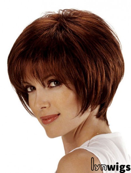 Human Bob Hair Wigs Remy Lace Front Chin Length Auburn Color