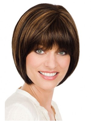 Chin Length Brown Designed 10 inch Straight Bob Wigs