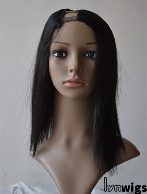 14 inch Lace Front Straight Black Ideal U Part Wigs