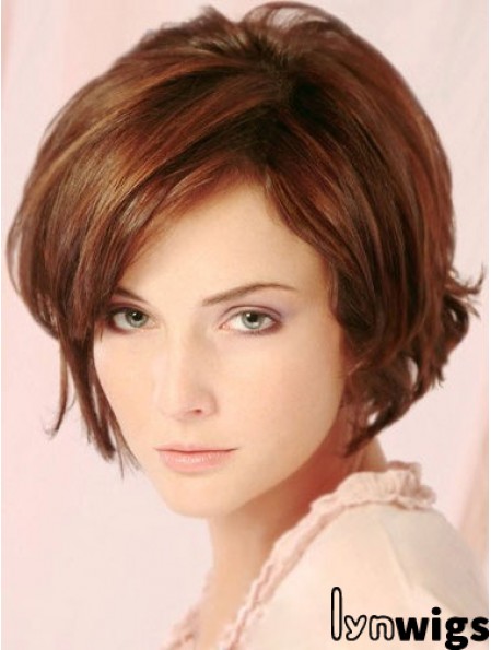 Auburn Short Cheap Wavy Layered Lace Wigs