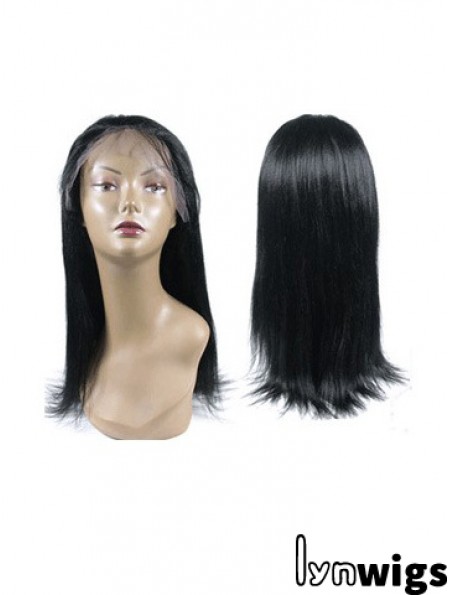 Black Full Lace Straight Long Hand Tied Human Hair Wigs