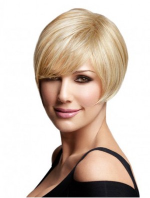 Cheap Bob Wigs Remy Human Full Lace Chin Length Blonde Color