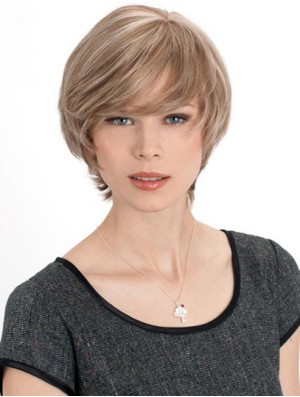 Monofilament Straight Layered Chin Length 8 inch Discount Human Hair Wigs