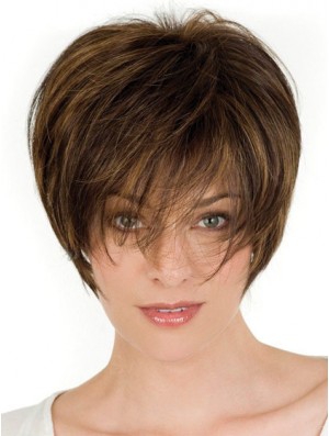 Human Hair Brown Wigs With Lace Front Wavy Style