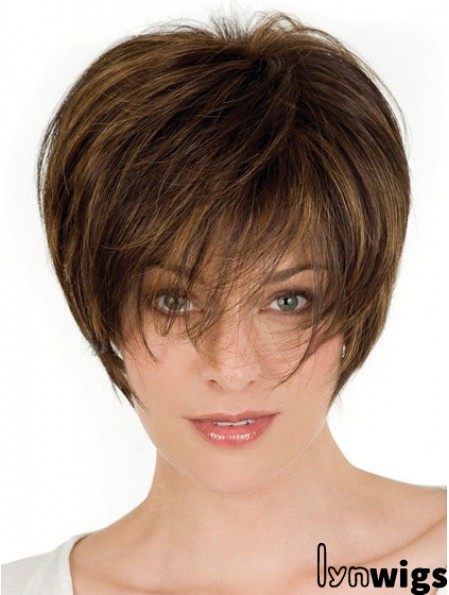 Human Hair Brown Wigs With Lace Front Wavy Style