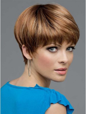 Brown Cropped Straight Boycuts Lace Front Wigs Cheap