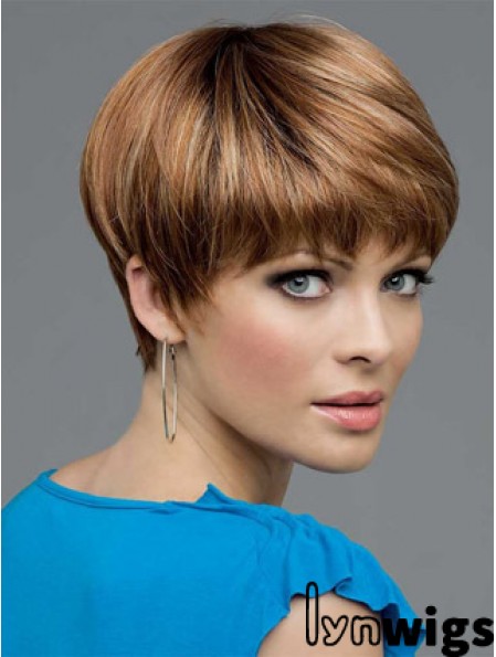 Brown Cropped Straight Boycuts Lace Front Wigs Cheap