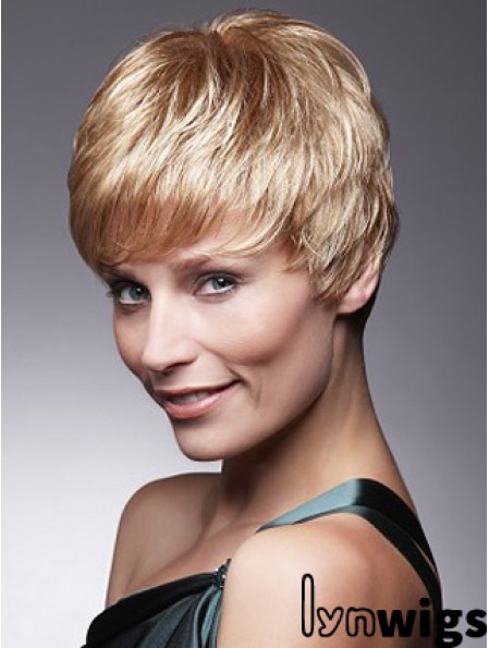 Short Blonde Wig With Capless Remy Cropped Length Boycuts