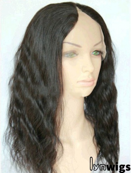 16 inch Lace Front Wavy Black Suitable U Part Wigs