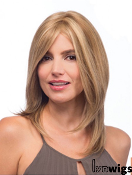 Layered Shoulder Straight Monofilament Long Ash Blonde Wig