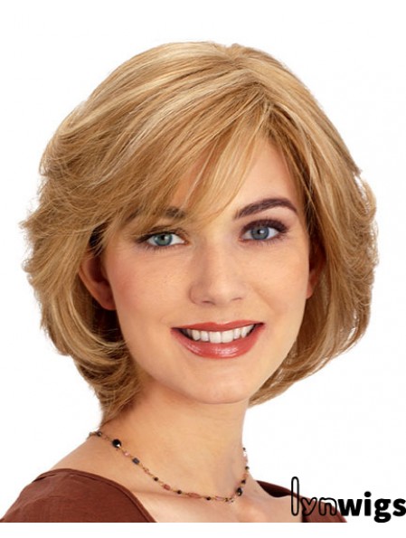 Human Hair 10 inch Blonde Chin Length Layered Wavy Sassy Lace Wigs