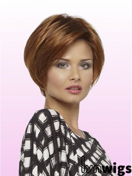 Short Layered Bob With Lace Front Straight Style Auburn Color