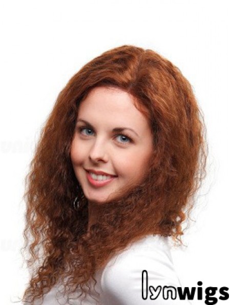 Curly Auburn Remy Human 100% Hand Tied Mono Wigs