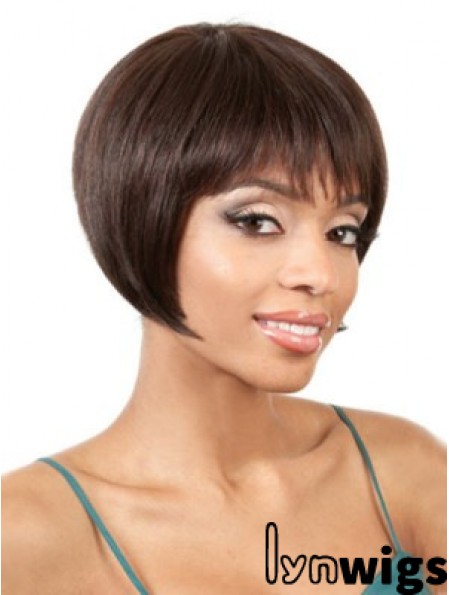 Capless Straight Bobs Chin Length 8 inch Gorgeous Human Hair Wigs