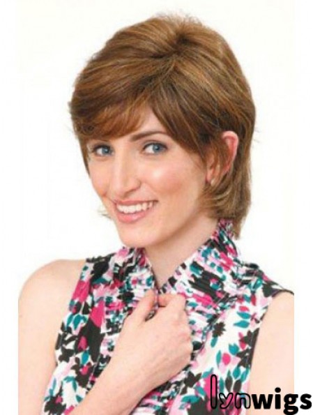 Classic Fabulous Straight Brown Chin Length Human Hair Wigs