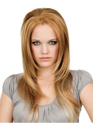  Remy Human Hair Lace Front Blonde Modern Long Wigs