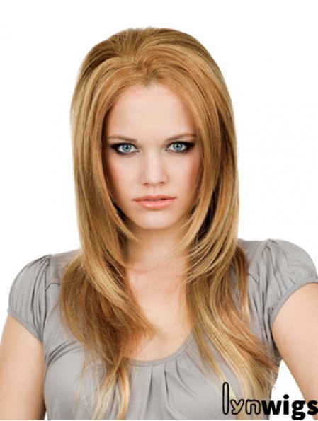  Remy Human Hair Lace Front Blonde Modern Long Wigs