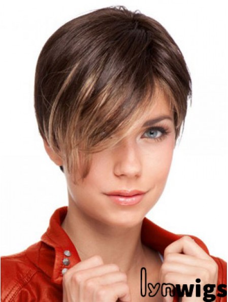 Auburn Cropped Designed Straight Boycuts Lace Wigs