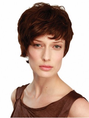 6 inch Brown Short Boycuts Wavy Fashionable Lace Wigs