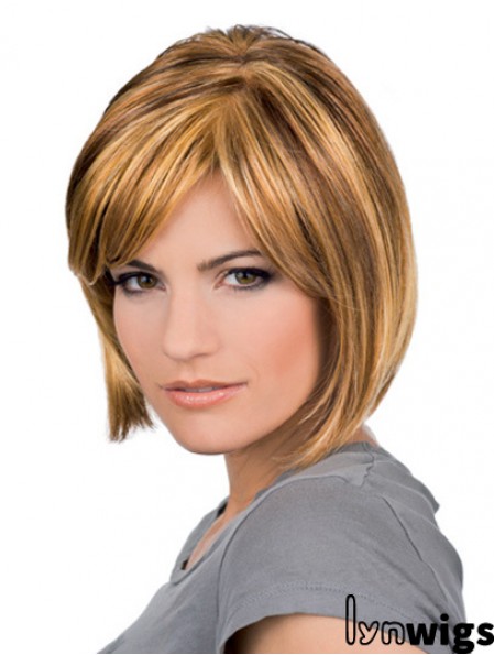 Chin Length Blonde Sleek 10 inch Wavy Bob Wigs