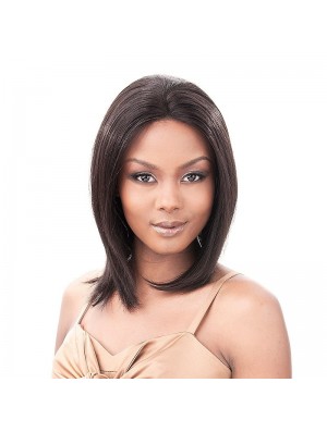 Black Shoulder Length Cheapest Straight Without Bangs Lace Wigs