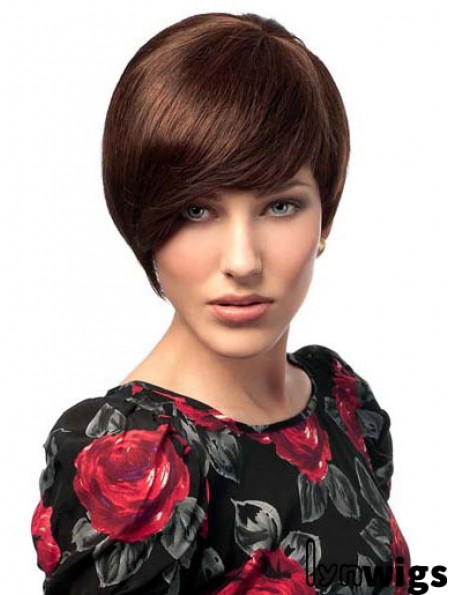 Bobs Hairstyles Straight Auburn Short Human Hair Wigs