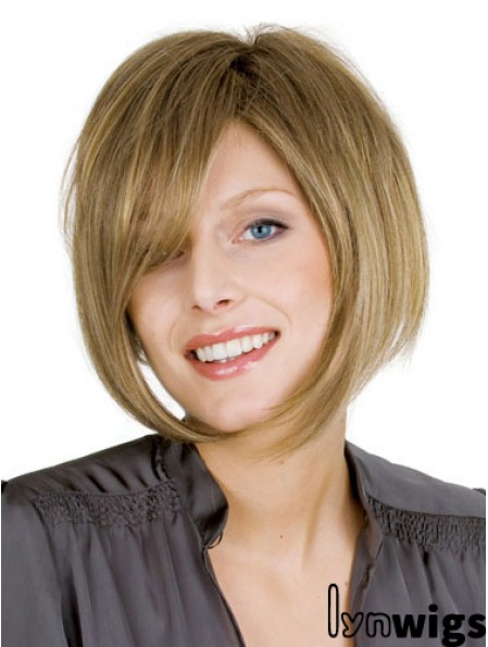 Blonde Straight Chin Length Bobs 100% Hand-tied Cheap Wigs For Women