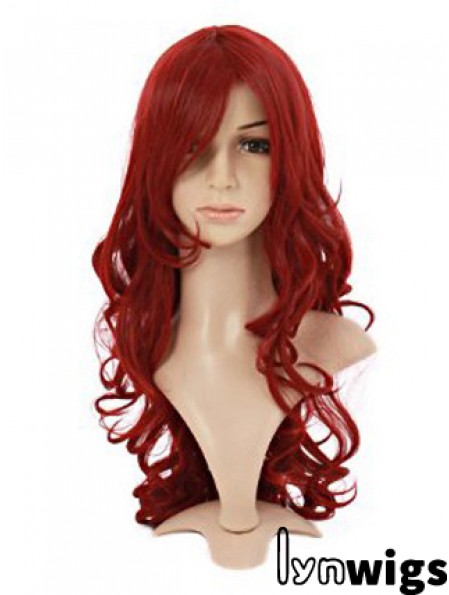 Wavy With Bangs Lace Front Style 20 inch Red Long Wigs