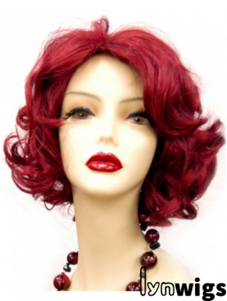 Wavy Without Bangs Chin Length Red Online Lace Front Wigs