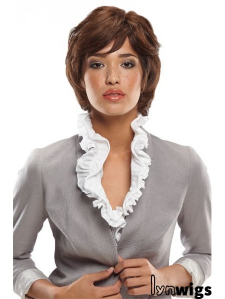 Bobs Chin Length Auburn Wavy Durable Petite Wigs