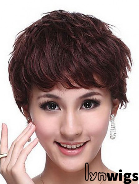 Capless Wavy Boycuts Cropped Trendy Human Hair Wigs