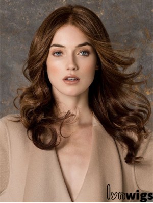 Wavy Without Bangs Monofilament Brown Fashionable Long Wigs