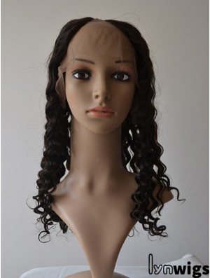 18 inch Lace Front Curly Black Fashionable U Part Wigs