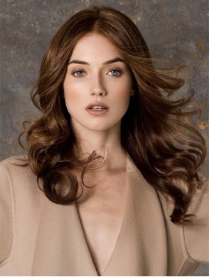 Wavy Without Bangs Monofilament Brown Ideal Long Wigs