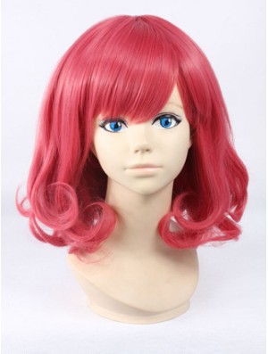 Wavy With Bangs Shoulder Length Red Cheapest Lace Front Wigs