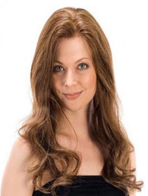 Wavy Remy Human Long Brown Monofilament Human Hair Wigs