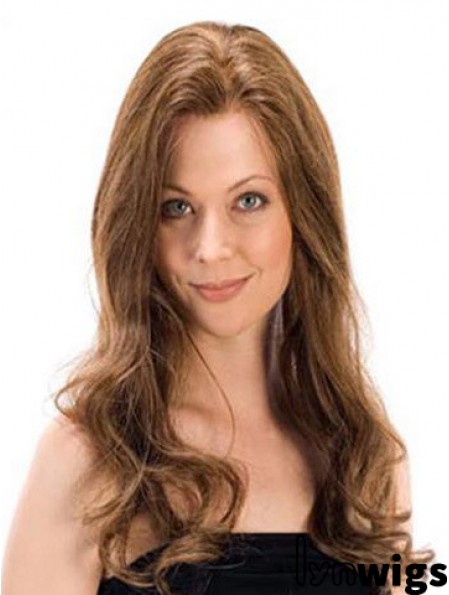 Wavy Remy Human Long Brown Monofilament Human Hair Wigs