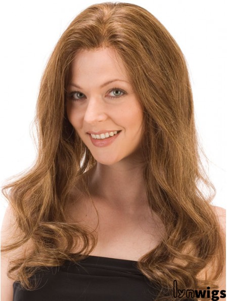 Without Bangs Affordable Wavy Auburn Long Human Hair Lace Front Wigs