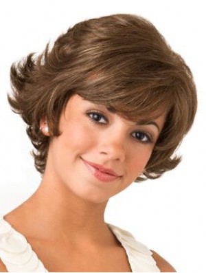 Lace Front Wavy 8 inch Brown Bob Wigs For Women