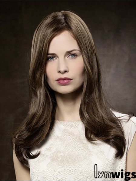 100% Hand-tied Straight Without Bangs 16 inch Brown Long Buy Human Hair Wigs