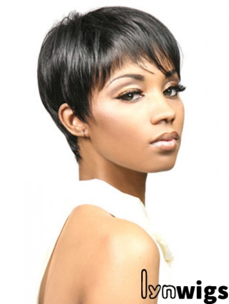 African Wigs With Synthetic Capless Cropped Length Boycuts Straight Style