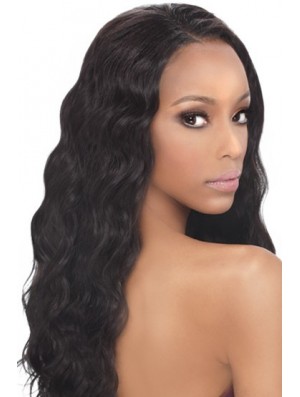 Black Wavy Human Hair With Capless Wavy Style Long Length