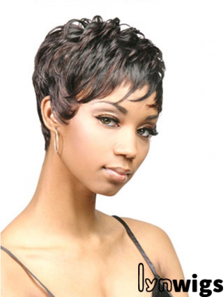 Cropped Black Wavy Boycuts Discount African American Wigs