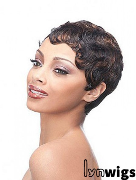 Short Brown Boycuts Wavy Trendy Full Lace Wigs