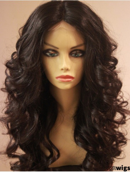 Long Brown Wavy Human Hair Lace African American Wigs