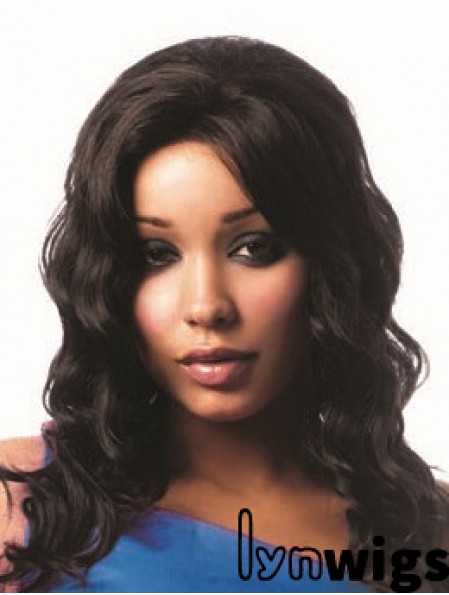 Long Black Wavy Without Bangs Comfortable African American Wigs