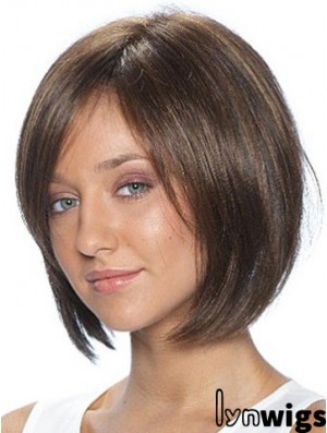 Lace Front Brown Chin Length Bobs Straight African American Wig